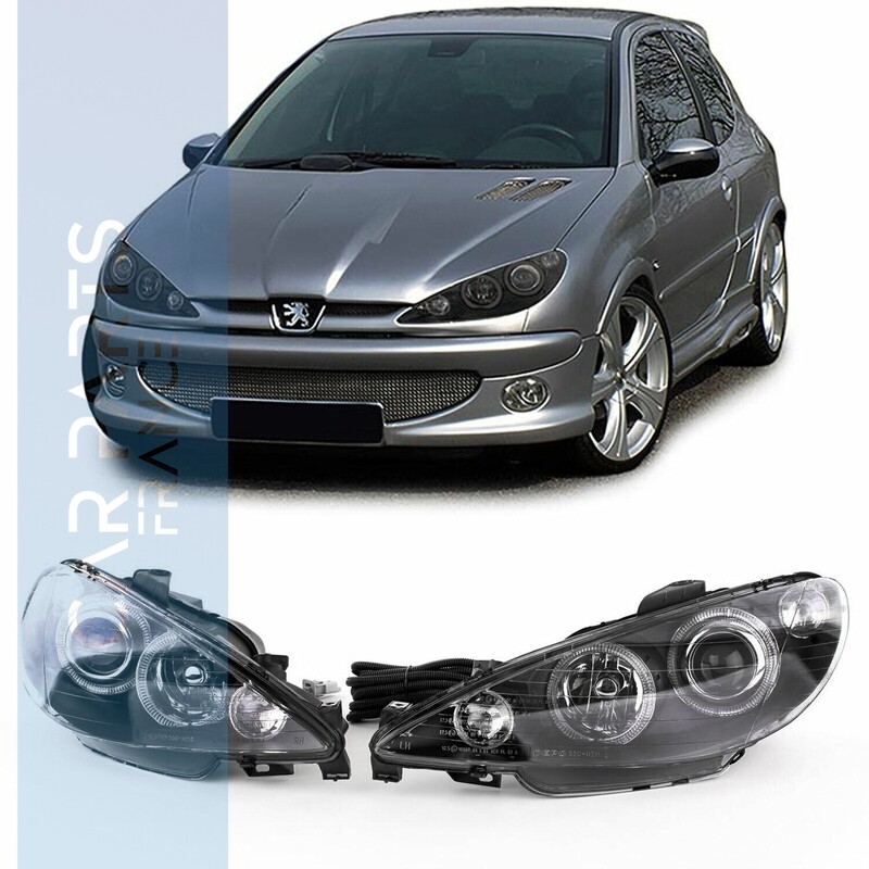 Paire de phares Angel Eyes avant pour Peugeot 206 1998 - 2002
