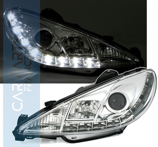 Paire de phares Devil Eyes avant à LED pour Peugeot 206 1998 - 2006