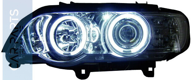 Paire de phares avant Angel Eyes au xenon pour BMW X5 E53 2000 - 2003