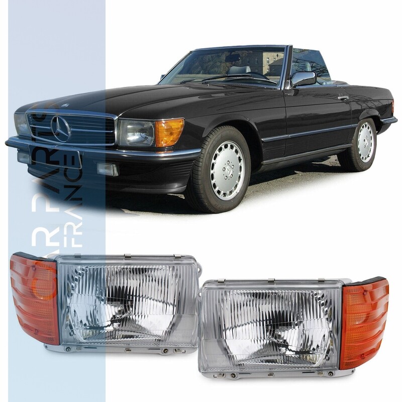 Paire de phares avant avec LWR pour Mercedes SL R107 SLC C107 1971 - 1989