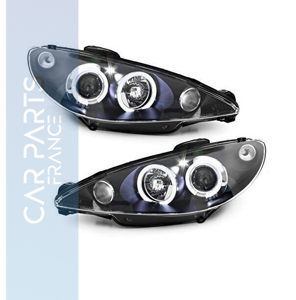 Paire de phares Angel Eyes avant à LEDS pour Peugeot 206 2003 - 2009