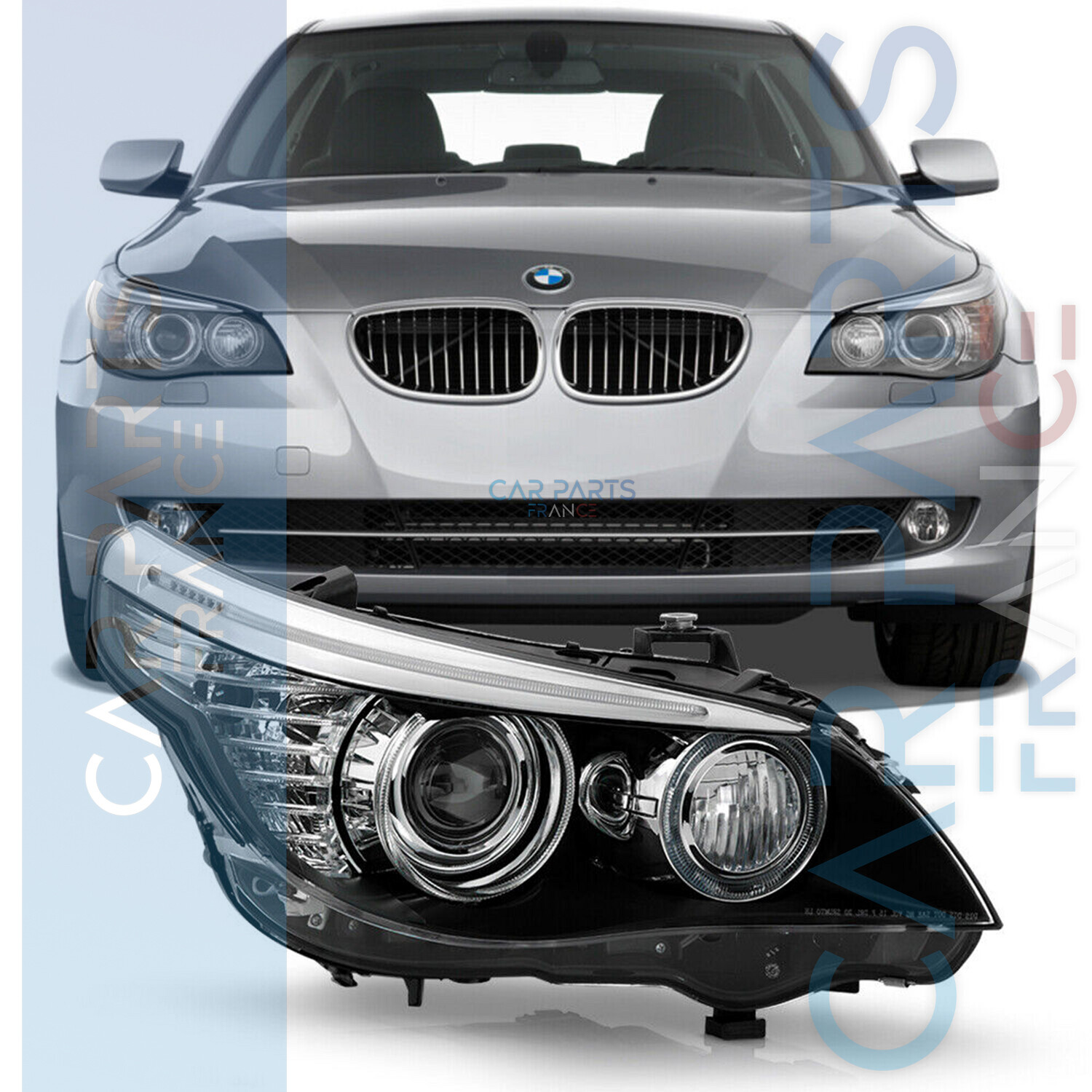 Phares avant pour BMW Série 5 E60 E61 2007-2011 - Bi-xénon OEM D1S directionnel - HELLA