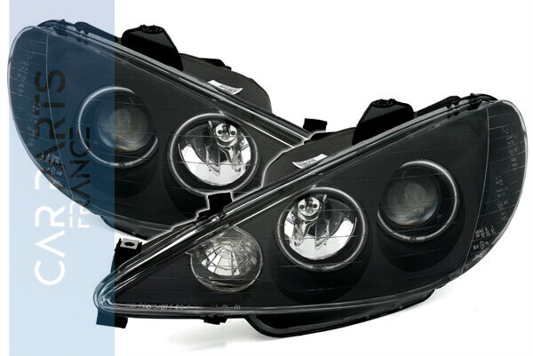 Paire de phares Angel Eyes avant pour Peugeot 206 2003 - 2009