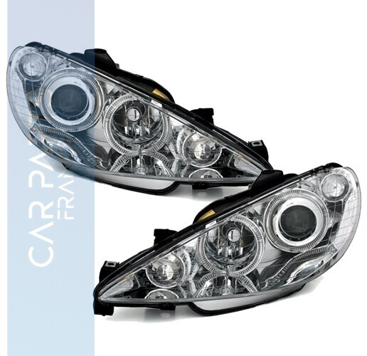 Paire de phares Angel Eyes avant pour Peugeot 206 1998 - 2006