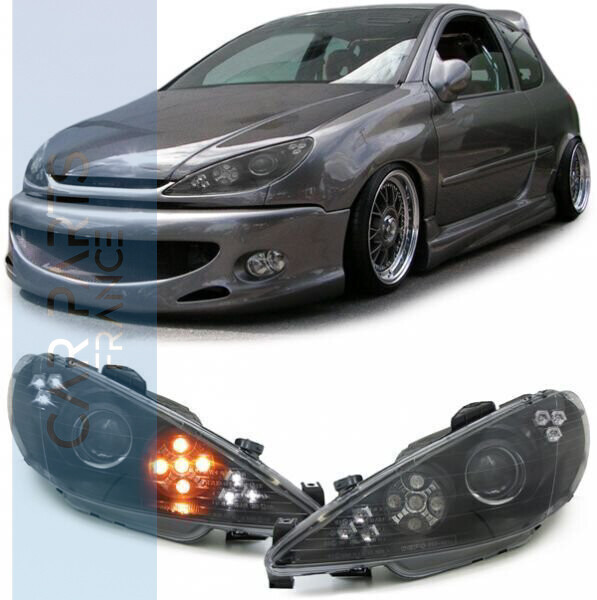 Paire de phares avant à LED pour Peugeot 206 1998 - 2006