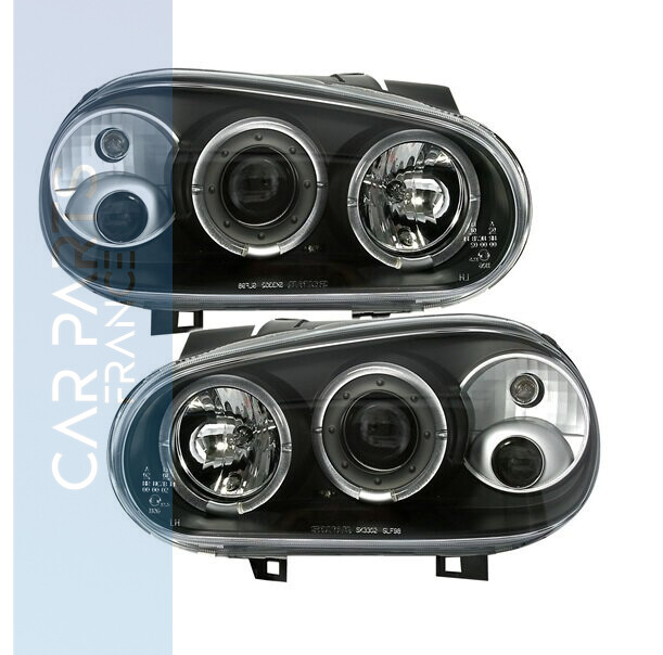 Paire de phares Angel Eyes à LED avant pour Volkswagen Golf 4