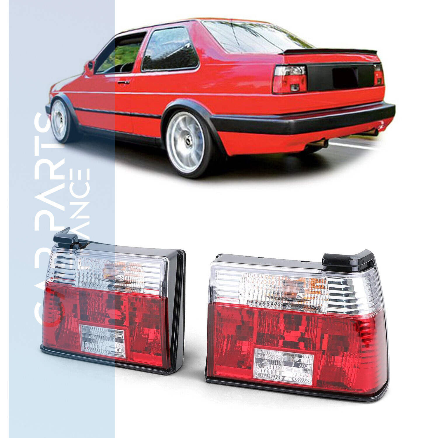 Paire de feux arrière en verre rouge clair pour Volkswagen Jetta 1984 - 1992