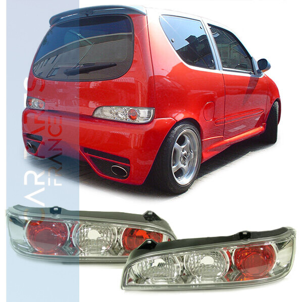 Paire de feux arrière en verre clair chrome pour FIAT Seicento à partir de 1998