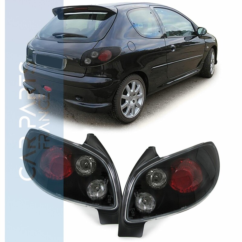 Paire de feux arrière en verre noir pour Peugeot 206 1998-2003