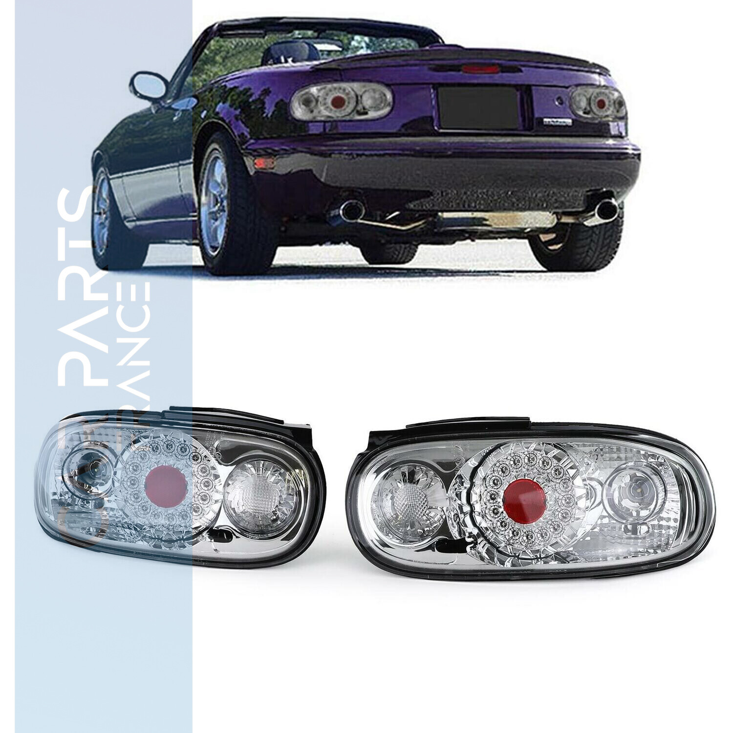 Paire de feux arrière à LED chrome pour Mazda MX5 NA 1989-1998