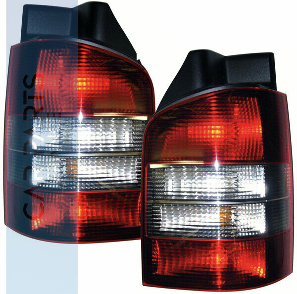 Paire de feux arrière rouge noir pour Volkswagen T5 Bus + Transporter 2003 - 2009