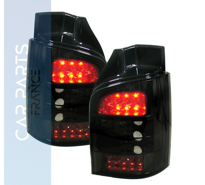 Paire de feux arrière à LED en verre noir pour Volkswagen Bus T5 2003 - 2009