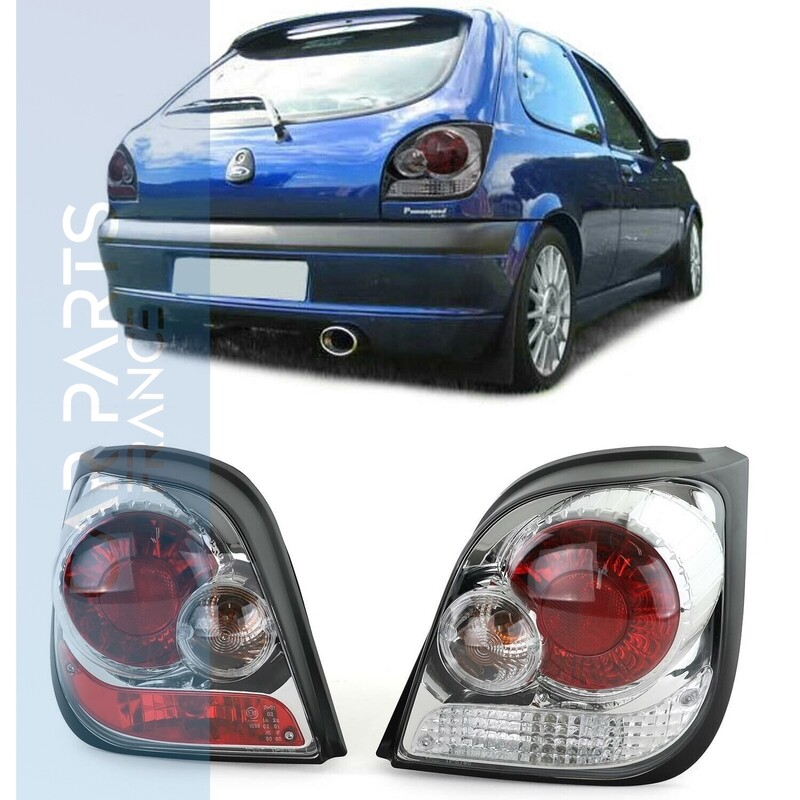 Paire de feux arrière en verre clair chrome pour Ford Fiesta 1989-1995