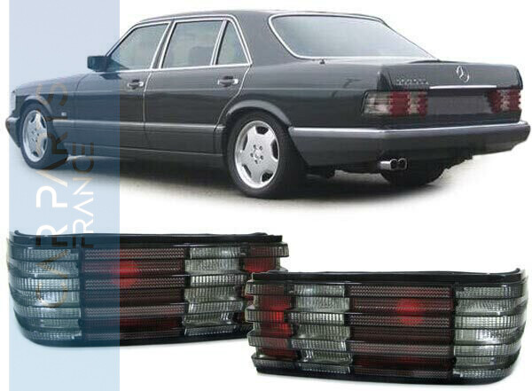 Paire de feux arrière cristal noir fumé pour Mercedes W126 + SEC
