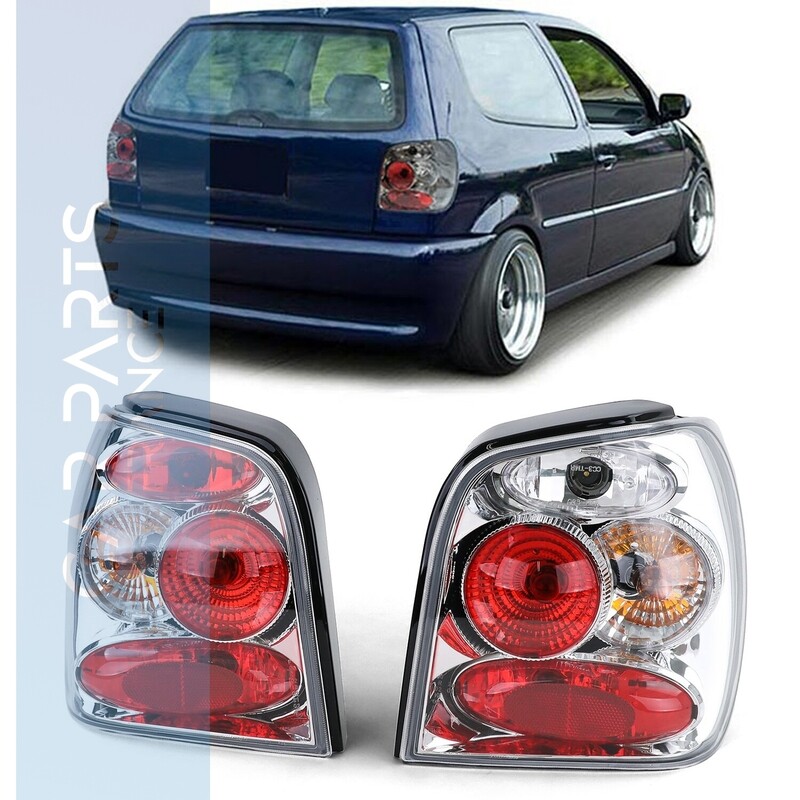 Paire de feux arrière en verre chrome pour Volkswagen Polo 6N 1994 - 1999