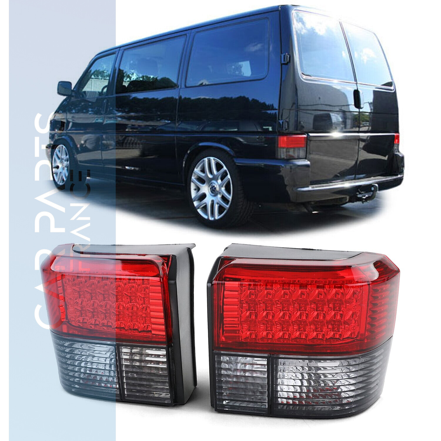Paire de feux arrière à LED rouge noir pour Volkswagen Bus T4 1990-2003