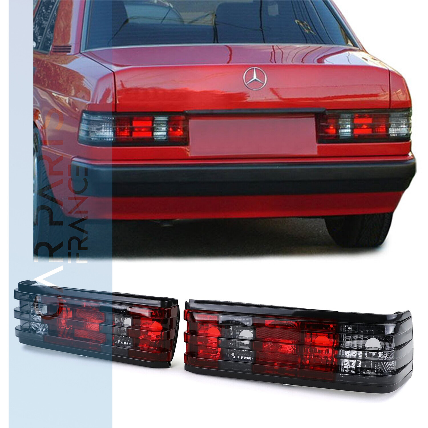 Paire de feux arrière rouge noir pour Mercedes 190 W201 1982 - 1993