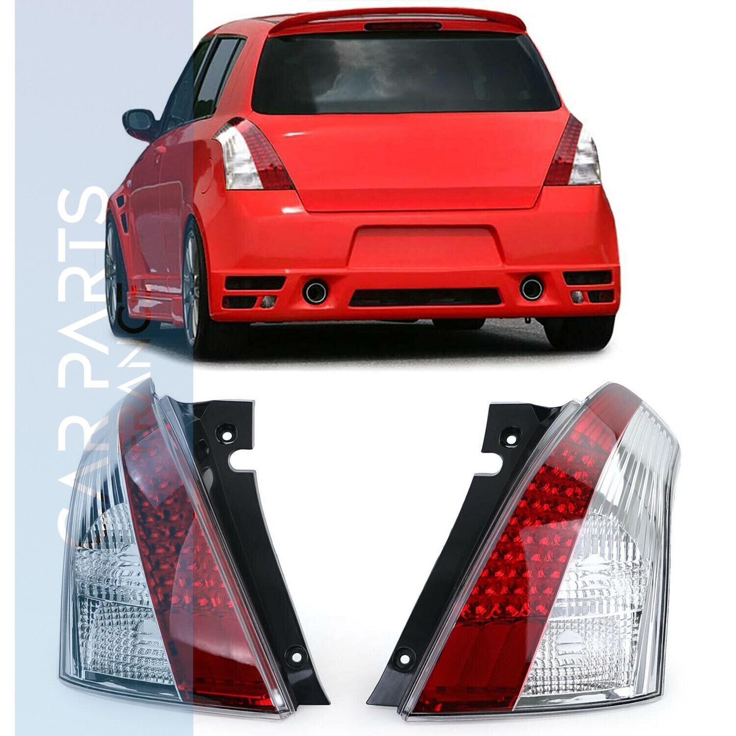 Paire de feu arrière à LED en verre rouge clair pour Suzuki Swift III également Sport 2005-2010