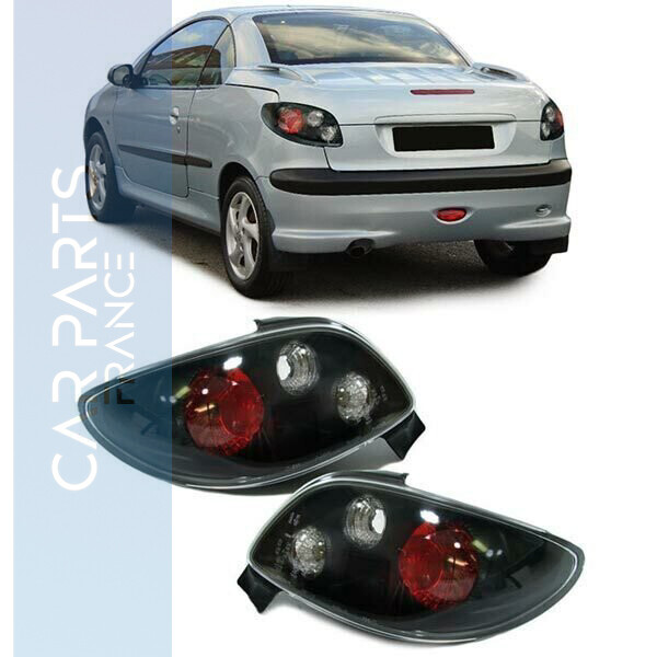 Paire de feux arrière en verre noir pour Peugeot 206 CC 2000-2007