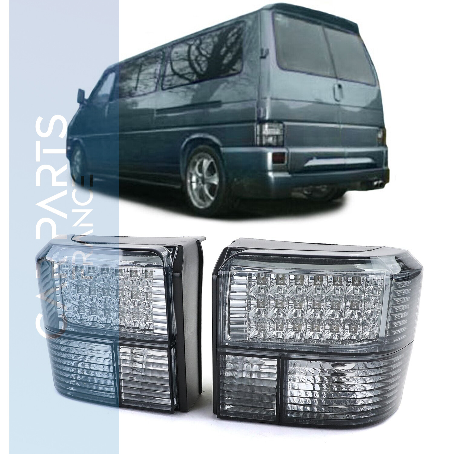 Paire de feux arrière à LED noir fumé pour Volkswagen Bus Transporter T4 1990-2003