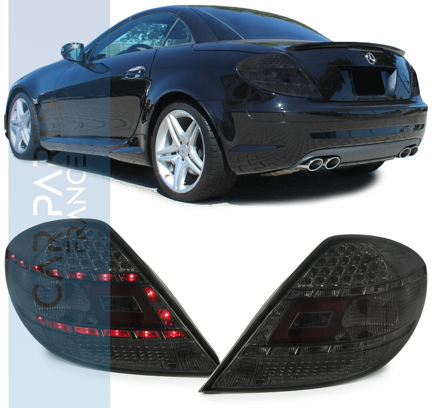 Paire de feux arrière à LED en verre noir fumée pour Mercedes SLK R171 2004-2011