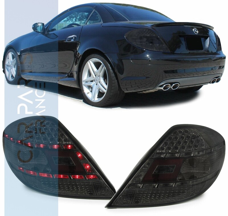 Paire de feux arrière à LED en verre noir fumée pour Mercedes SLK R171 2004-2011