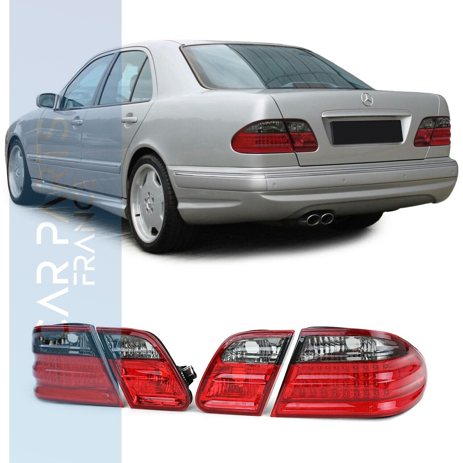 Paire de feux arrière à LED rouge noir pour Mercedes Classe E Berline W210 1995-2002