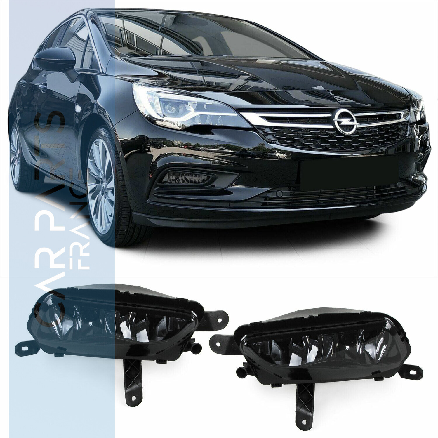 Paire de feux antibrouillard noir fumé pour Opel Astra K de 2015 Zafira C de 2016