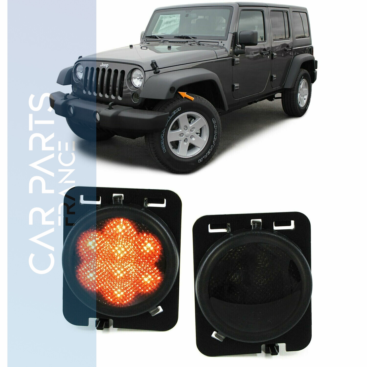 Paire de clignotants latéraux à LED pour Jeep Wrangler JK 2007 - 2017