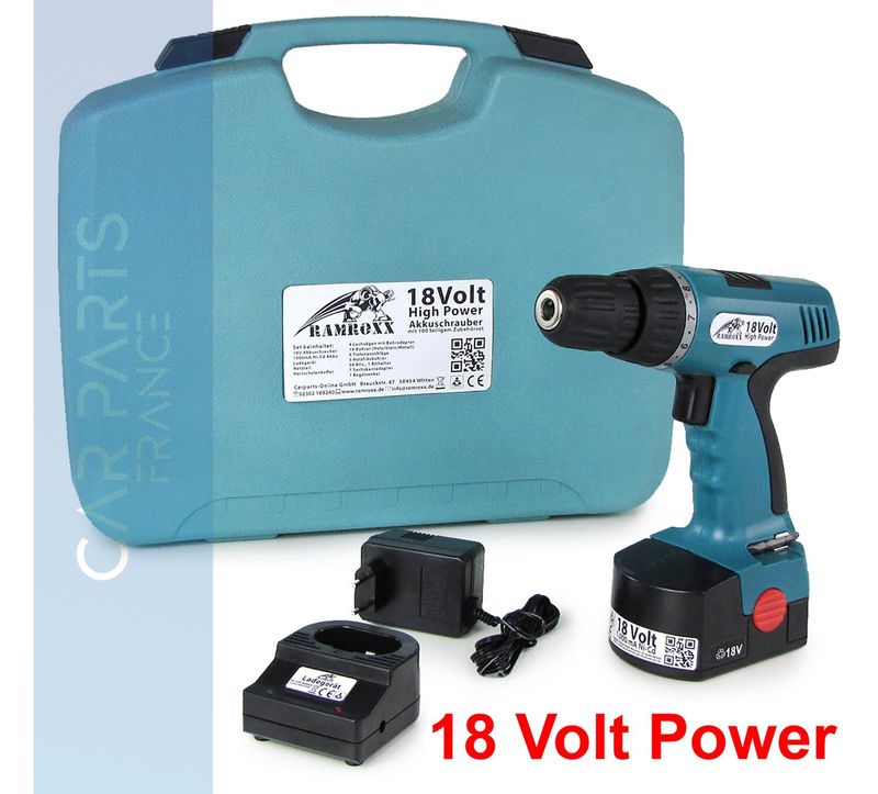 Tournevis sans fil 18V avec accessoires et étui rigide 100 pièces