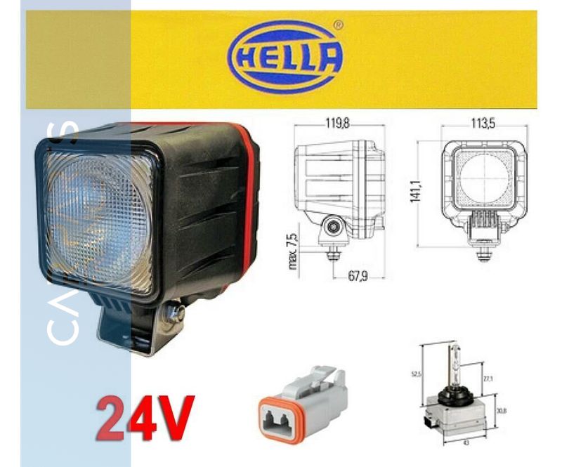 Hella Powerxen Phares de travail au xénon 24V avec unité de commande illuminant