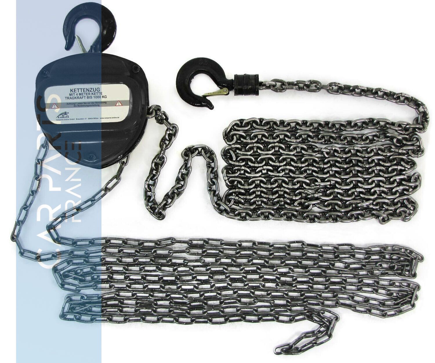 Palan à chaîne d'atelier professionnel Ramroxx 4M à 1T 1000kg noir