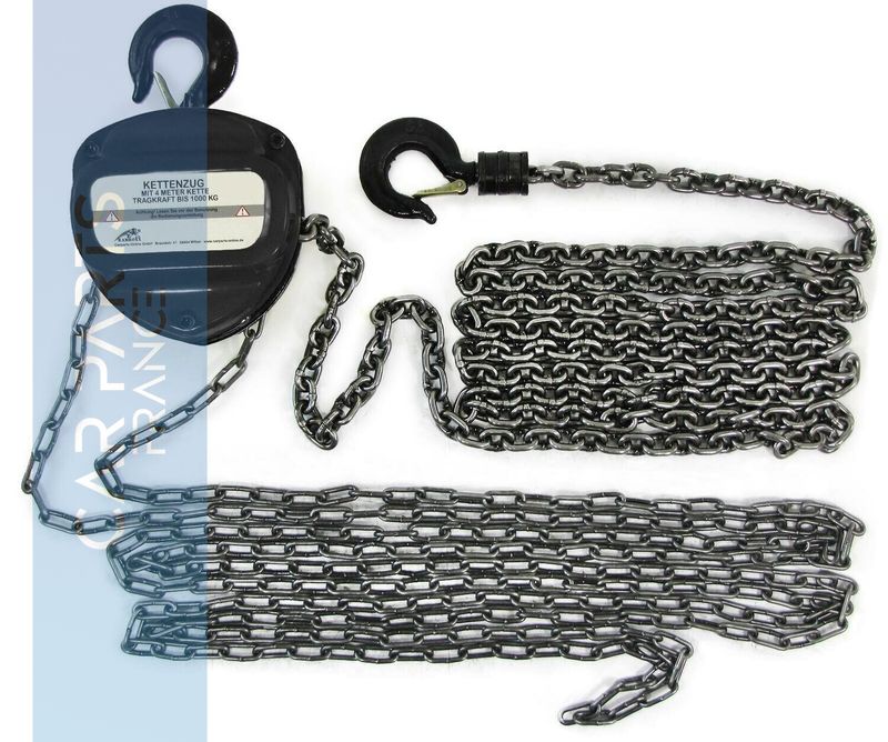 Palan à chaîne d'atelier professionnel Ramroxx 4M à 1T 1000kg noir