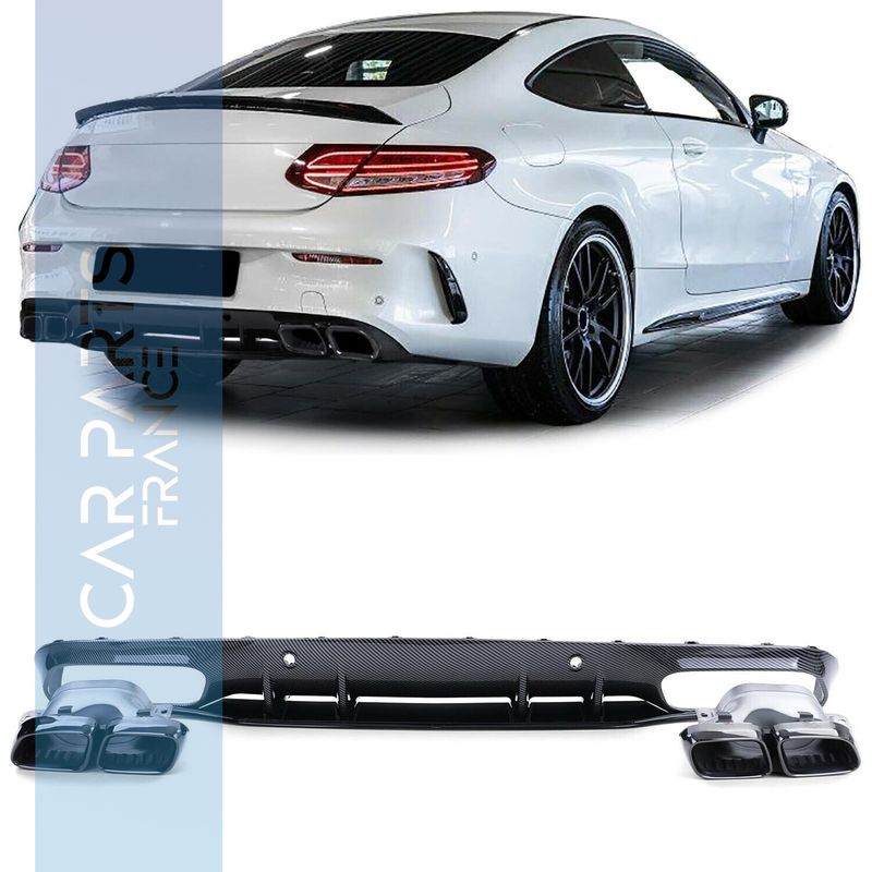 Diffuseur de pare -choc arrière Look AMG pour Mercedes Classe C C205 à partir de 2018 - Look carbone Diffuseur de pare -choc arrière Look AMG pour Mercedes Classe C C205 à partir de 2018 - Look carbone