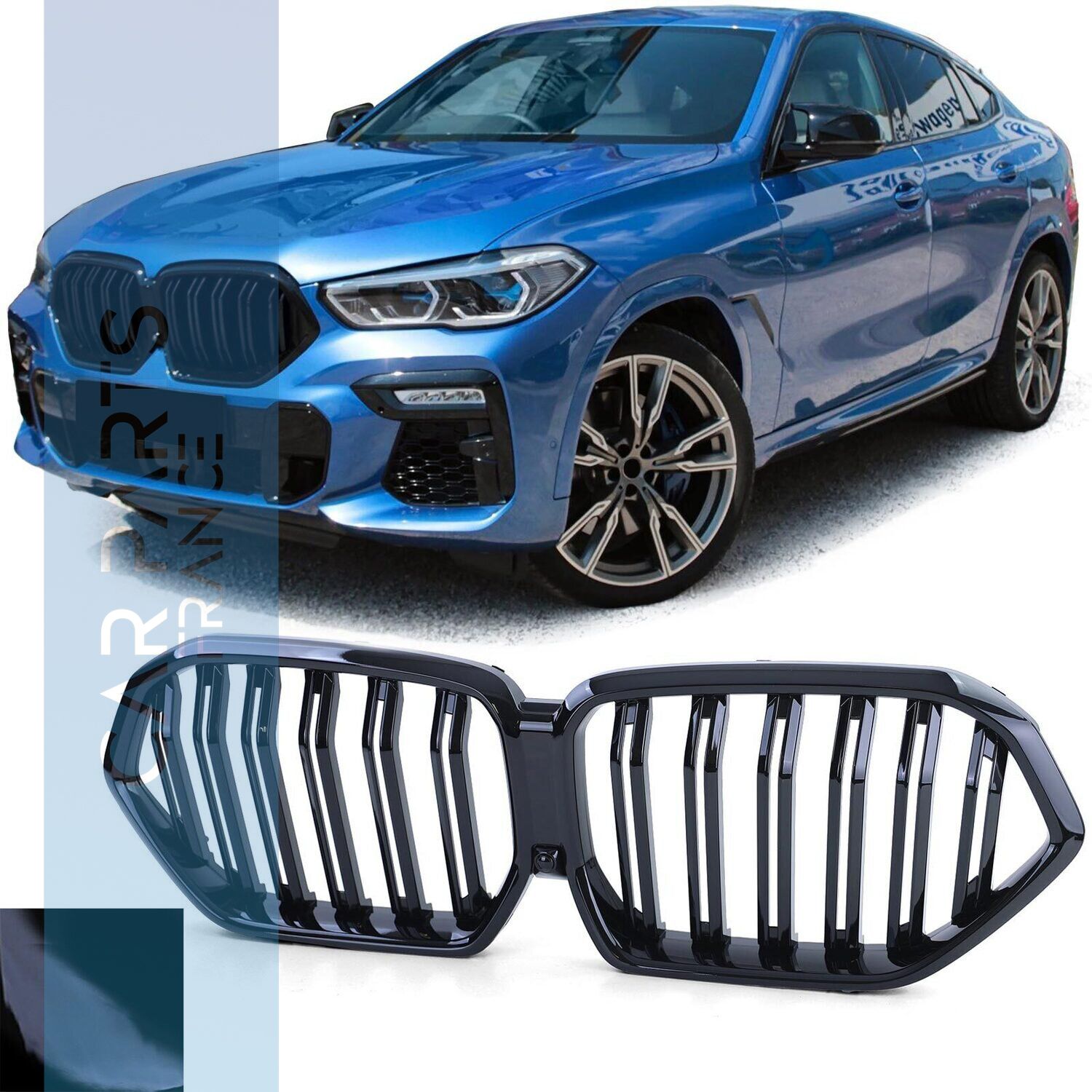 Calandre double lame performance noire brillante  pour BMW X6 G06 à partir de 2019
