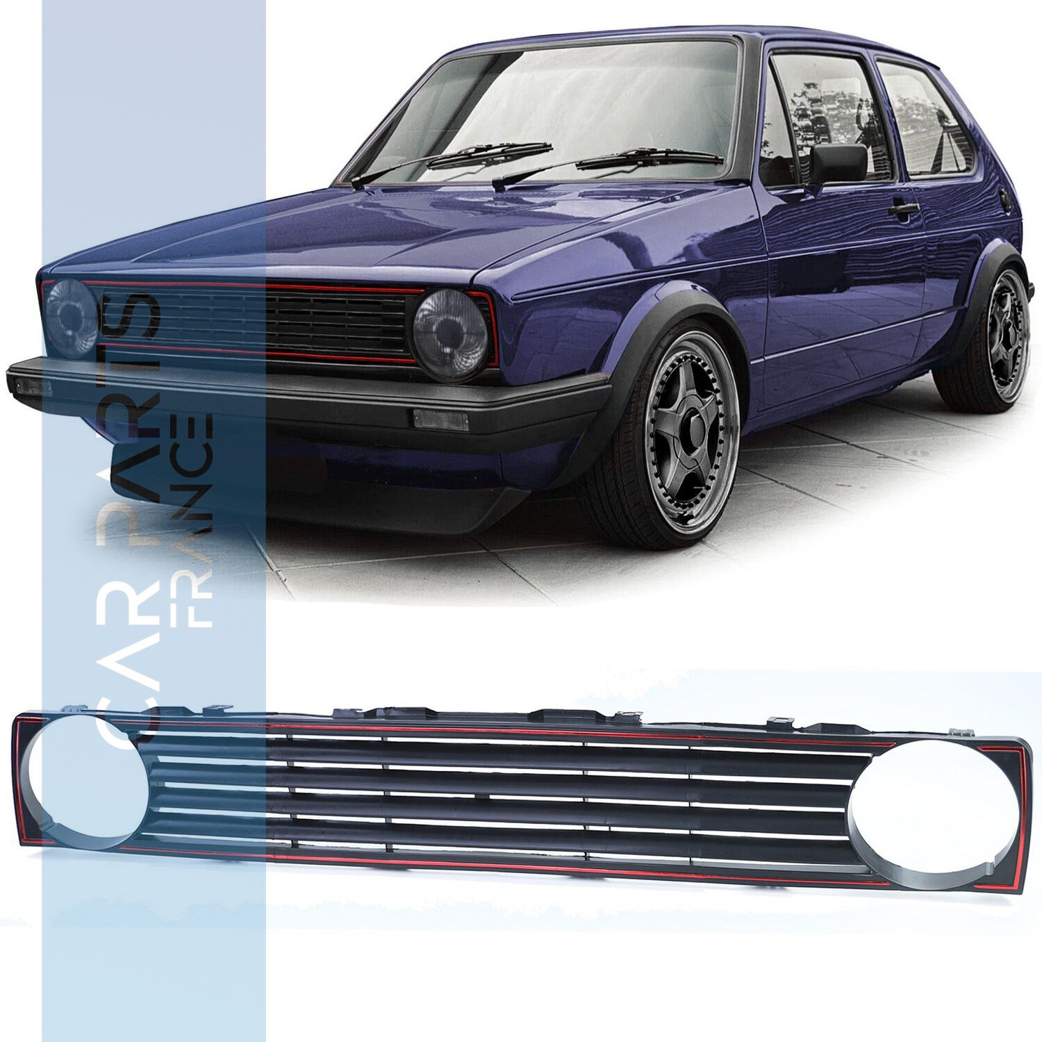 Calandre / Grille noir et rouge pour Volkswagen Golf 1 1974 - 1992