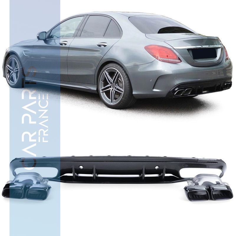 Diffuseur de pare-choc arrière Look AMG pour Mercedes Classe C W205 à partir de 2018 - Look carbone Diffuseur de pare-choc arrière Look AMG pour Mercedes Classe C W205 à partir de 2018 - Look carbone
