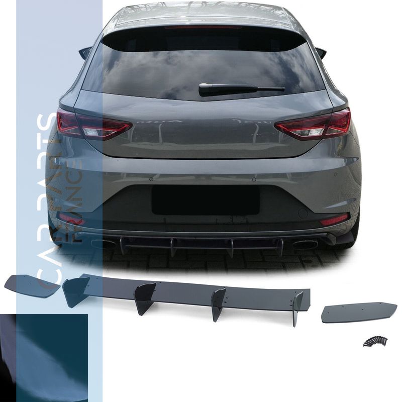 Diffuseur arrière sport noir brillant pour Seat Leon 3 5F Cupra 2012-2016