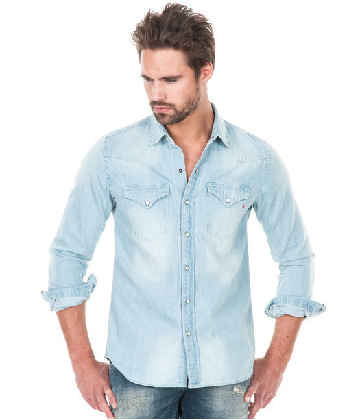 Camicia in jeans con tasche frontali
