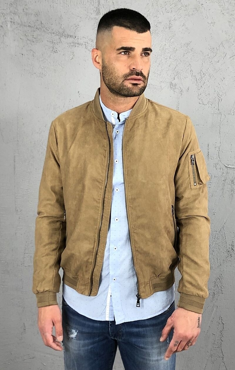 Giubbino in alcantara cammello.