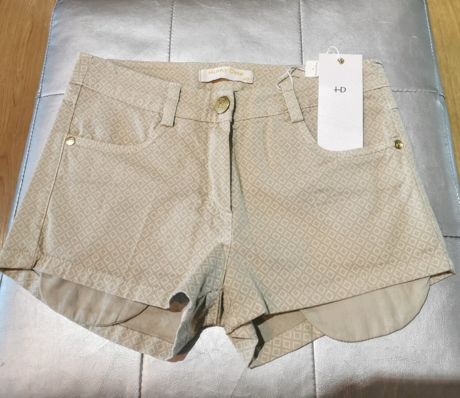 Mini shorts in cotone fantasia rombi