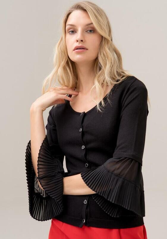 Cardigan con maniche plissettate