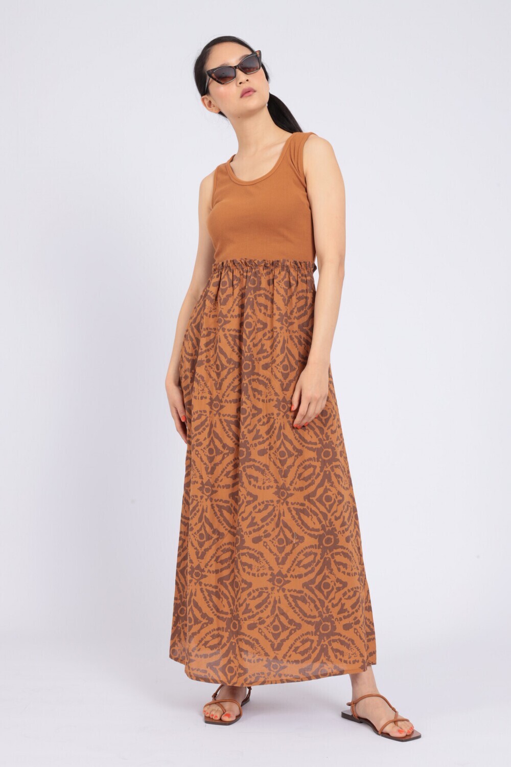 Vestito lungo con top a costine