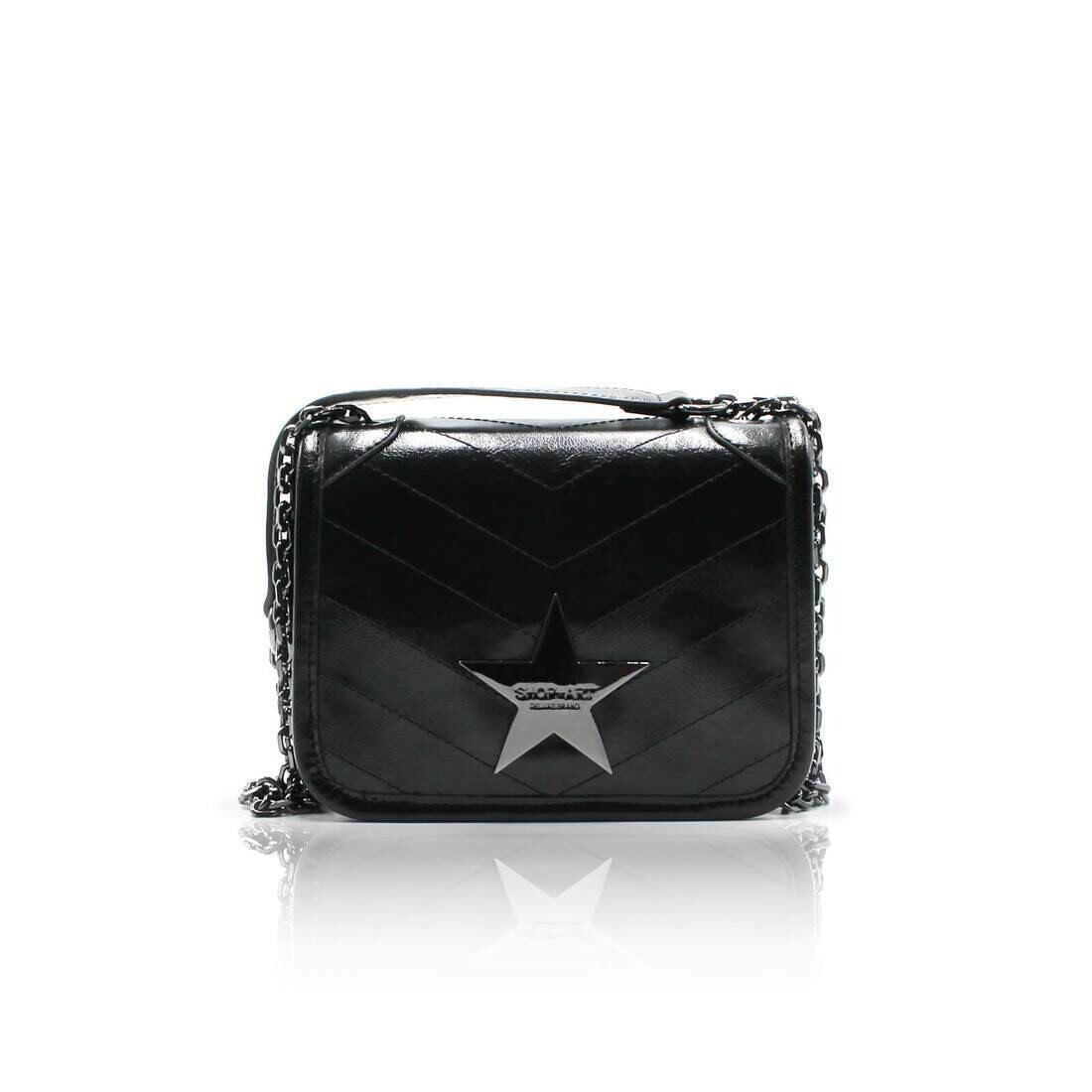 BORSA A TRACOLLA MEDIA TRAPUNTATA IN ECO LEATHER GOFFRATO