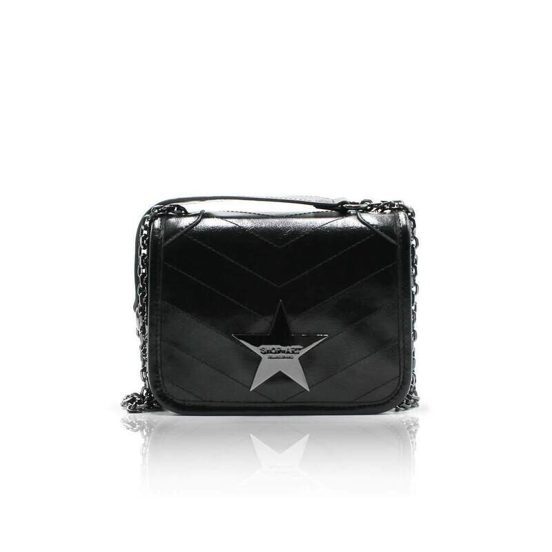 BORSA A TRACOLLA MEDIA TRAPUNTATA IN ECO LEATHER GOFFRATO