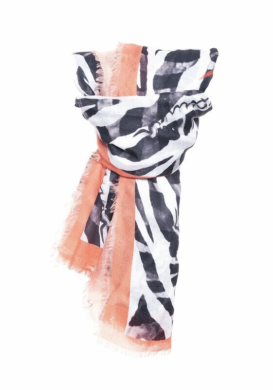 Foulard con stampa animalier e frange