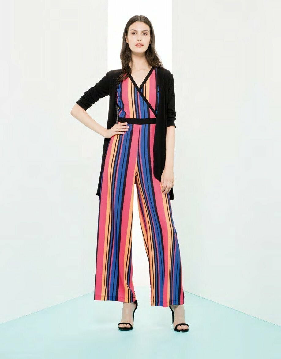 Tuta multicolor a righe