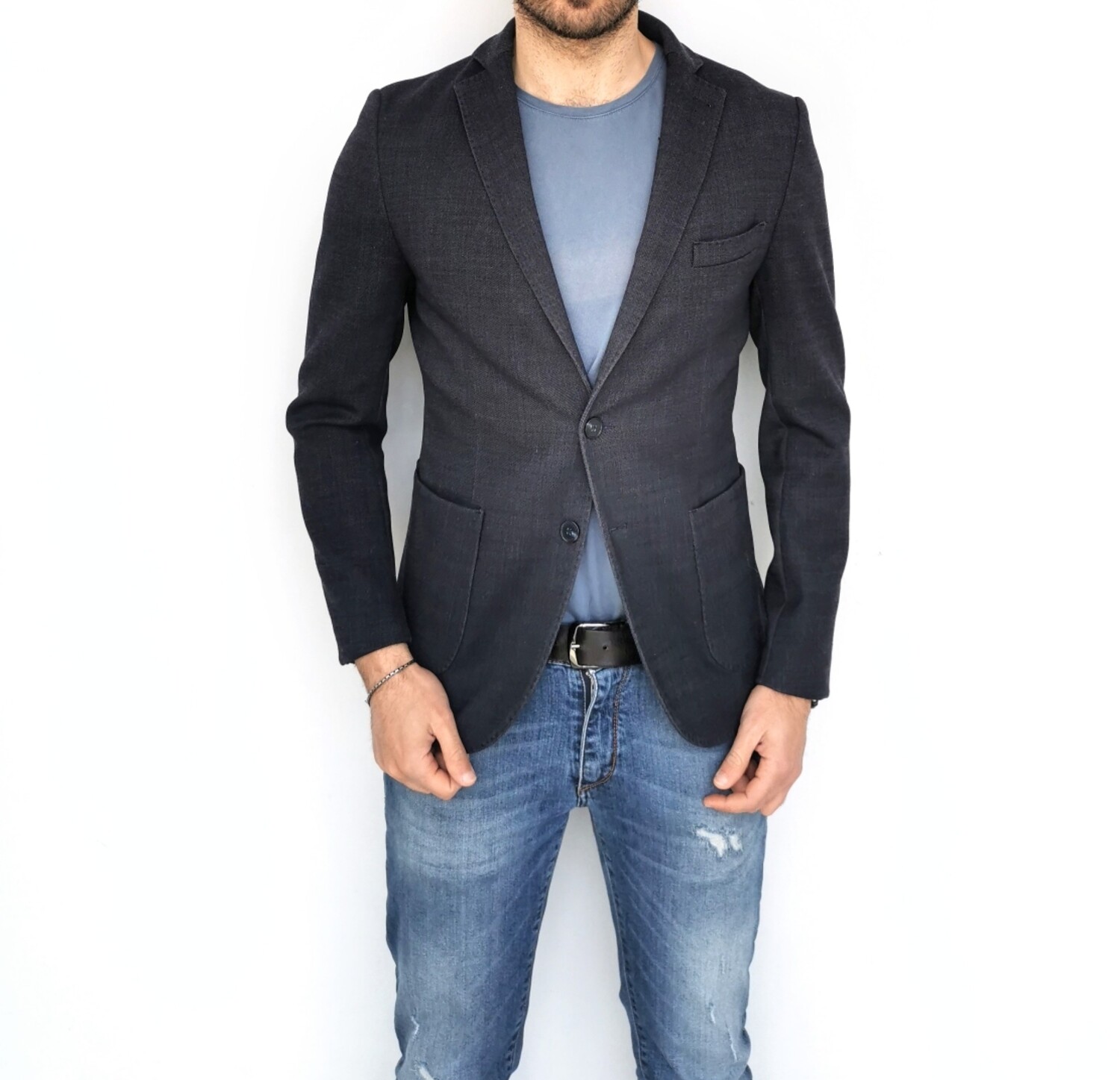 Giacca in tessuto stretch  misto lana