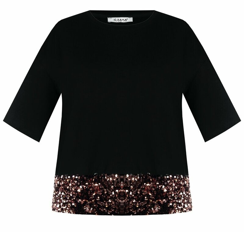 Felpa manica corta con paillettes