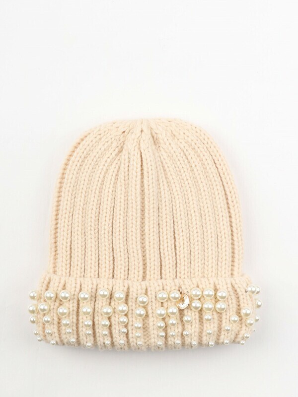 Cappello donna a costine con perle